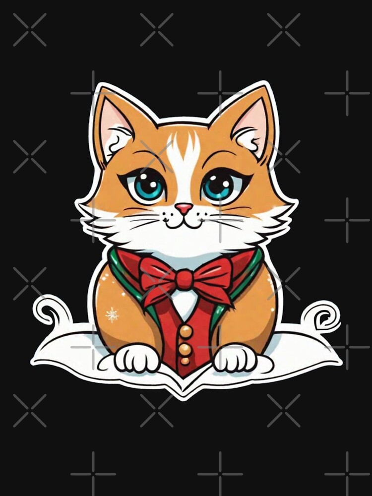 Cute brown Christmas cat with blue eyes. Christmas gifts for cats. by By-Jeff