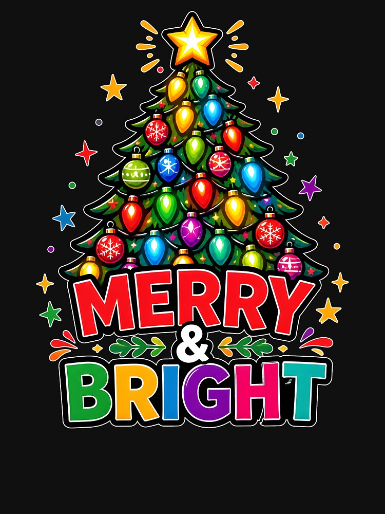 Merry and Bright Colorful Christmas Lights Tree Design by KristenosNehk
