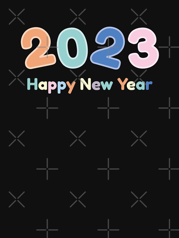 2023 Happy New Year Pastel colors in a cute and bright style. Can be worn to celebrate the new year with family party with friends or put on a group outing. by P-De-Design