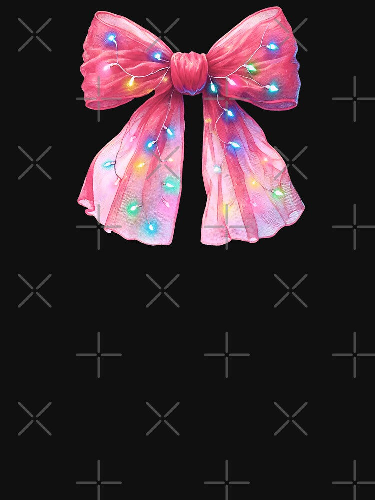 Whimsical Pink Bow with Festive Christmas Lights by CultDigHoriz