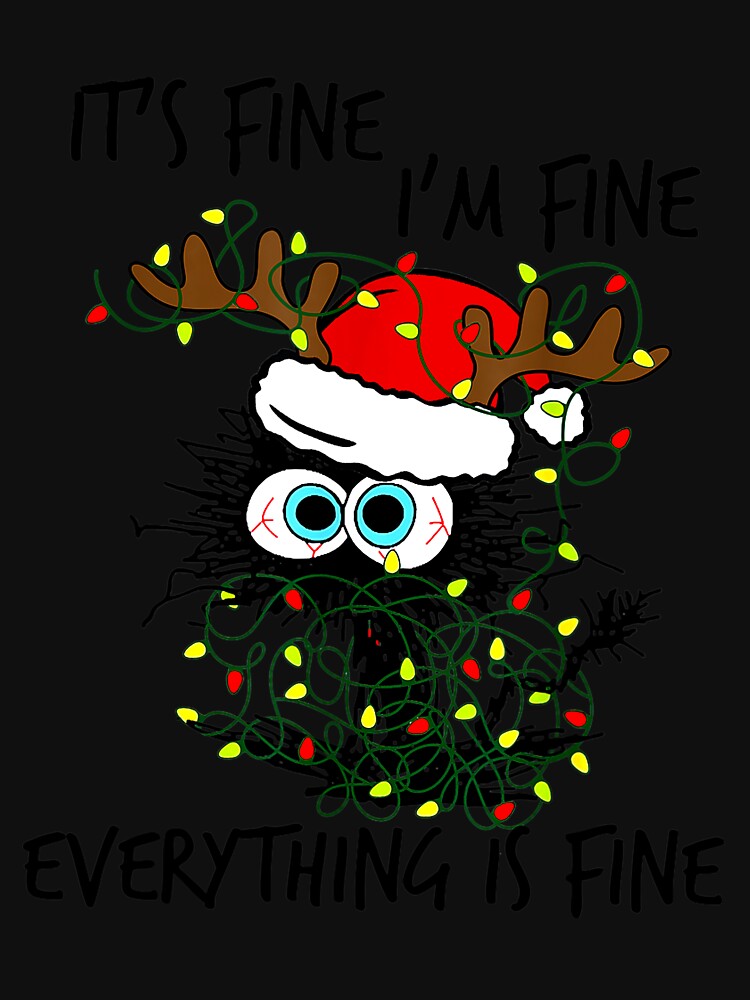It's Fine I'm Fine Everything Is Fine Cat Christmas Lights_3 by TGMerwin