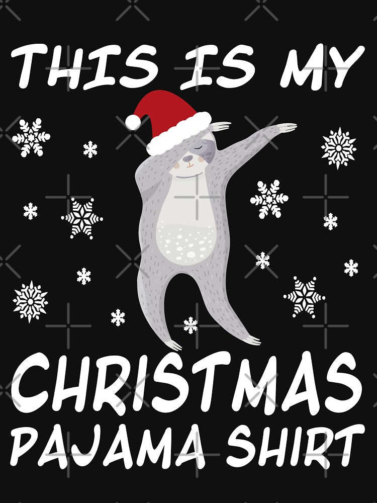 Christmas pajama shirt with dabbing sloth by Kongsgart