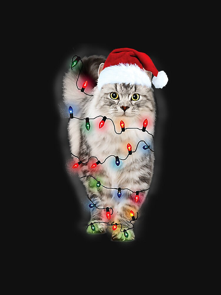 Santa Cat Tangled Up In Lights by deanba81741