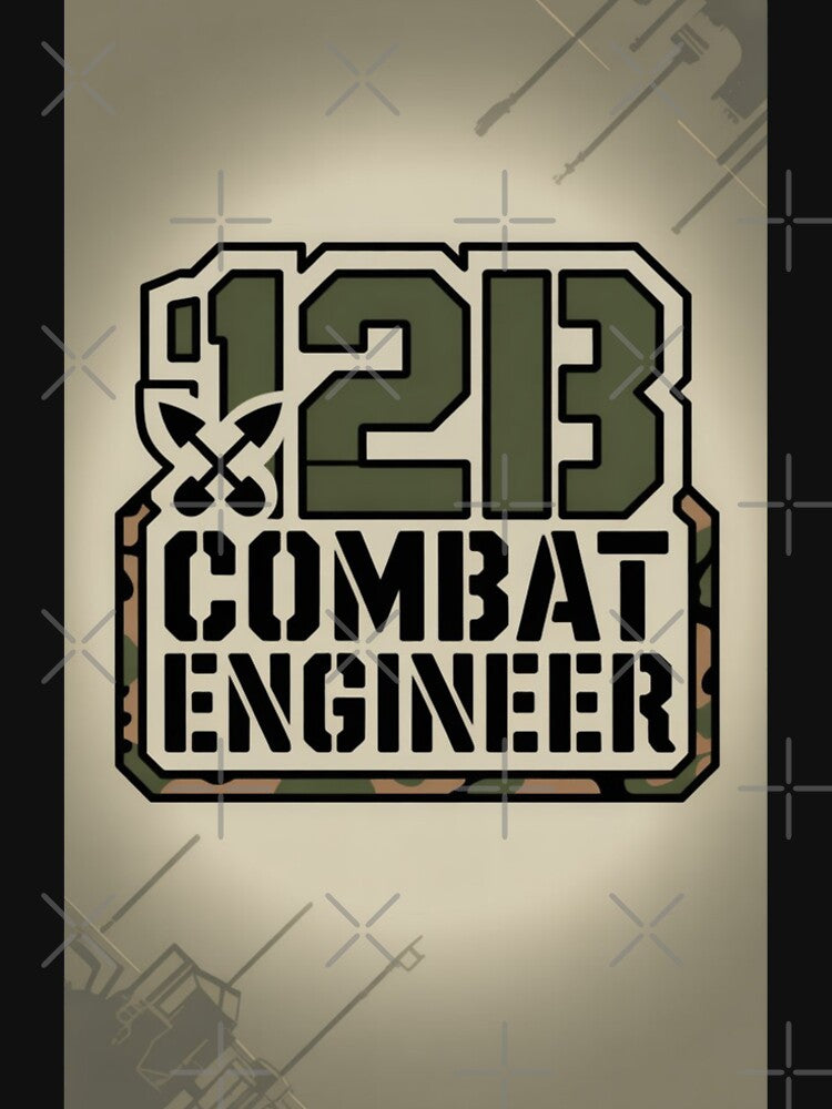 12B Combat Engineer — U.S. Army MOS Patch Graphic with Camouflage Military Shovel Emblem by GFamilyC