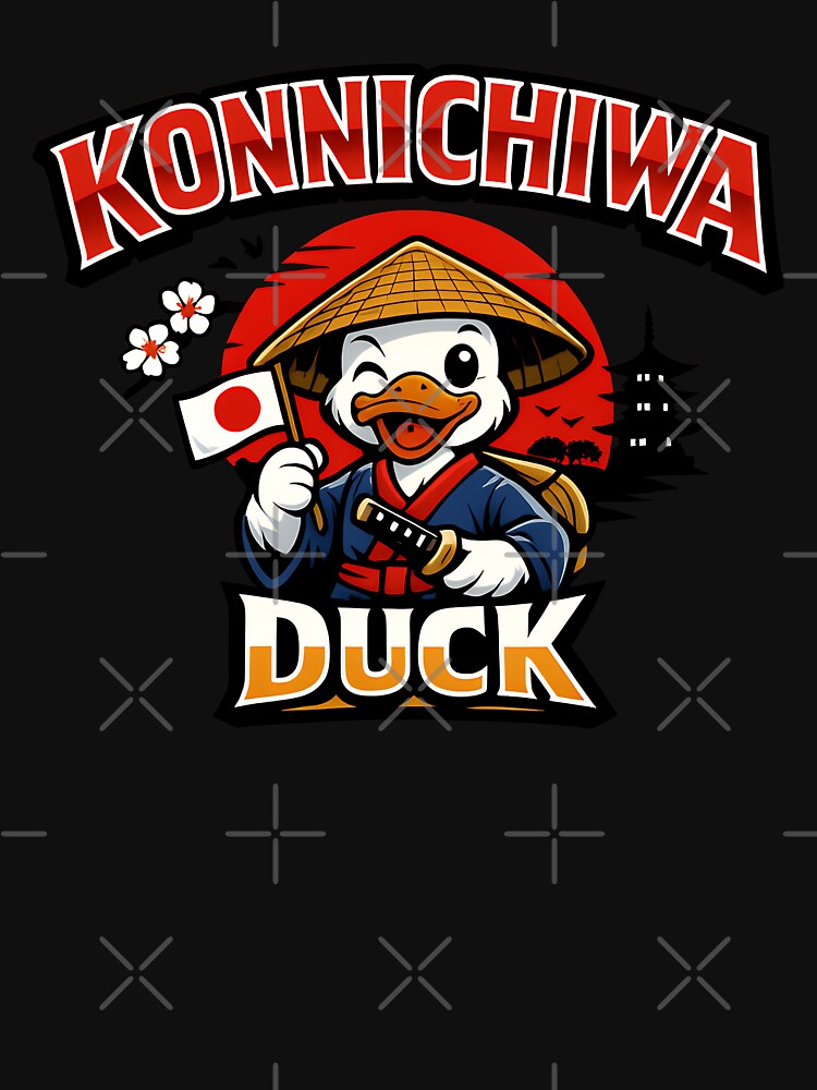 Konnichiwa Duck Cute Japanese Duck Travel Design Funny Cartoon Duck by TeeTimeTreasure