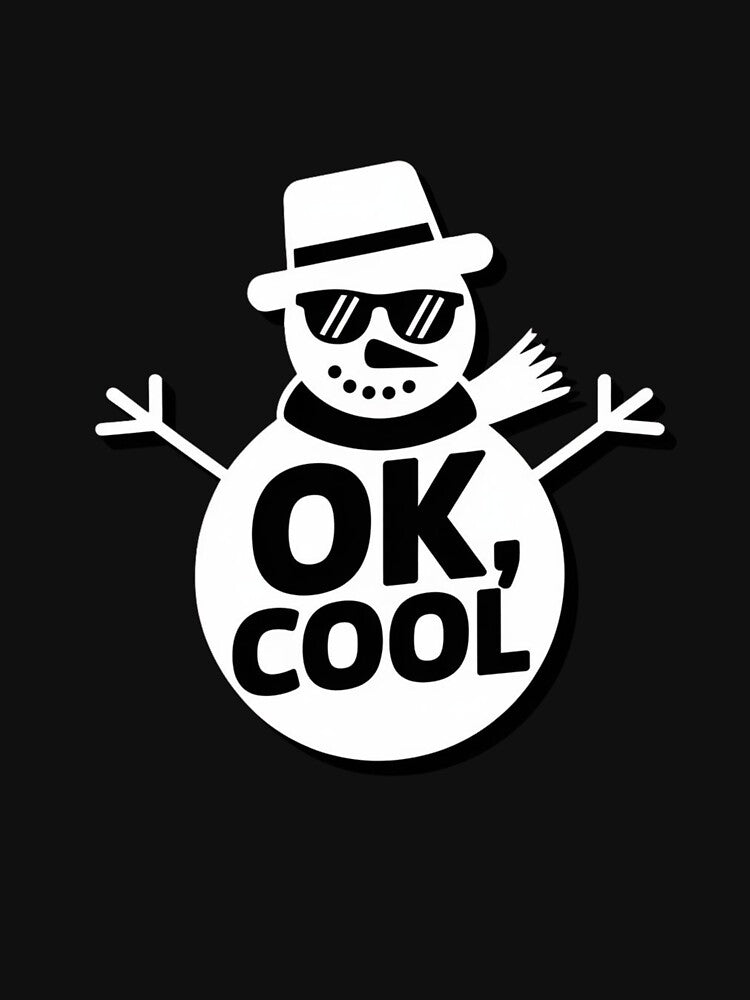 Minimal 3D Snowman with Sunglasses – "OK, COOL" Design | Stylish Winter Artwork by ARTReMi