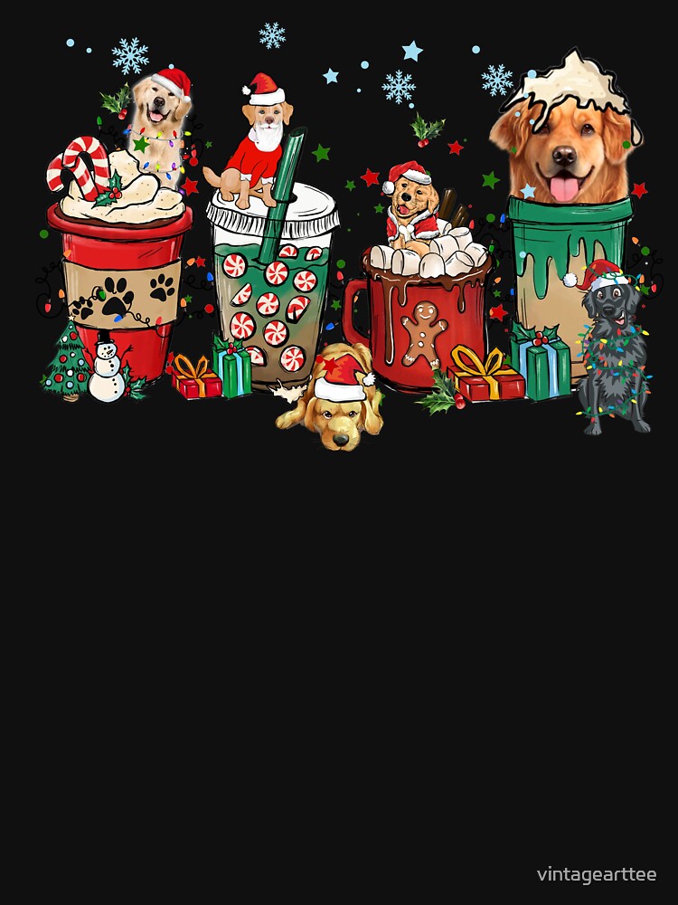 Golden Retriever Christmas Coffee Latte by vintagearttee