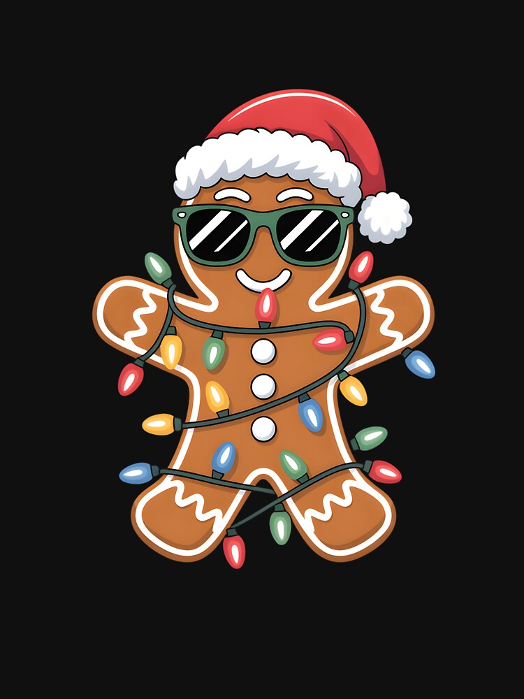 Cool Gingerbread Man Santa Hat Christmas Light Kids Boys Men by clothesy7