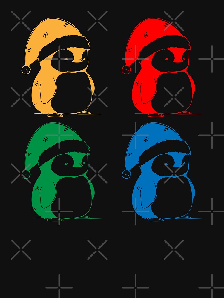 cute christmas penguin in santa hat, color art by Niktarka