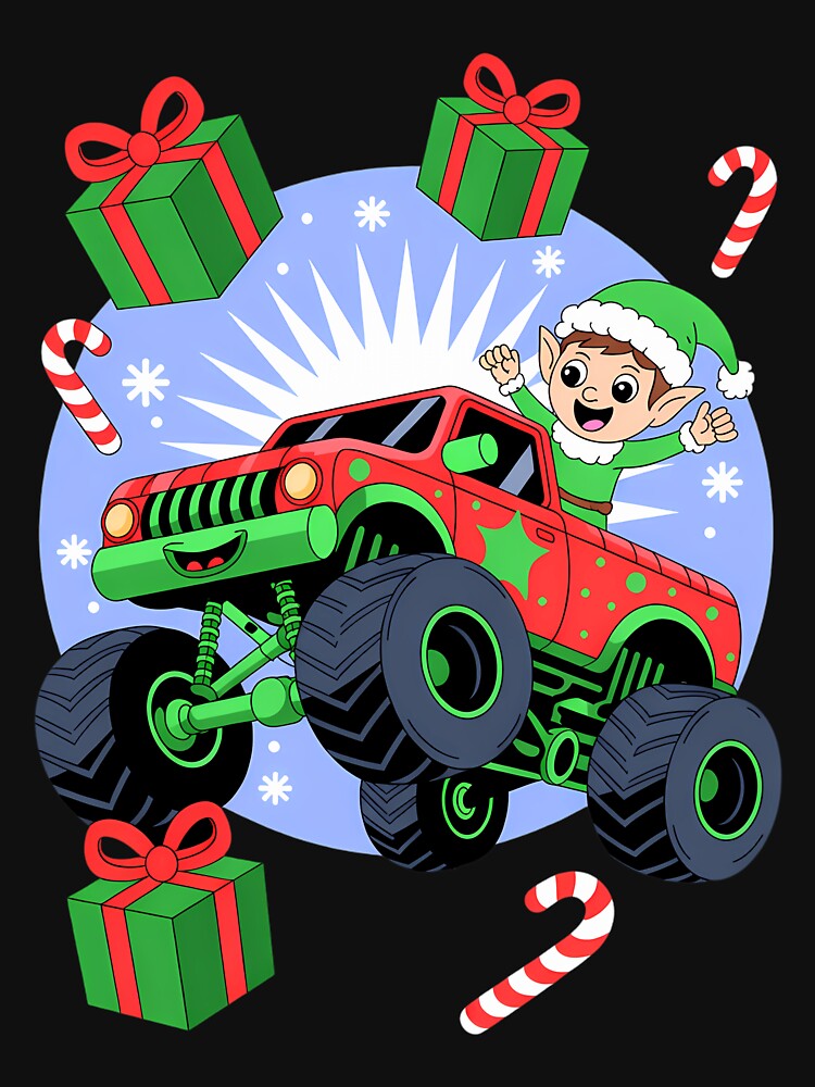 Elf Monster Truck Xmas Christmas by blueyeeti