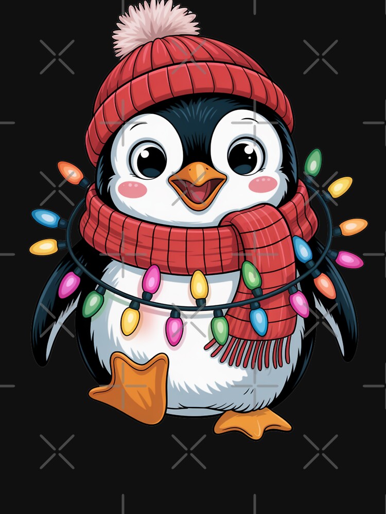 Penguin Santa Lights Christmas Pajamas Cute Penguins Xmas by Gogetgiggles