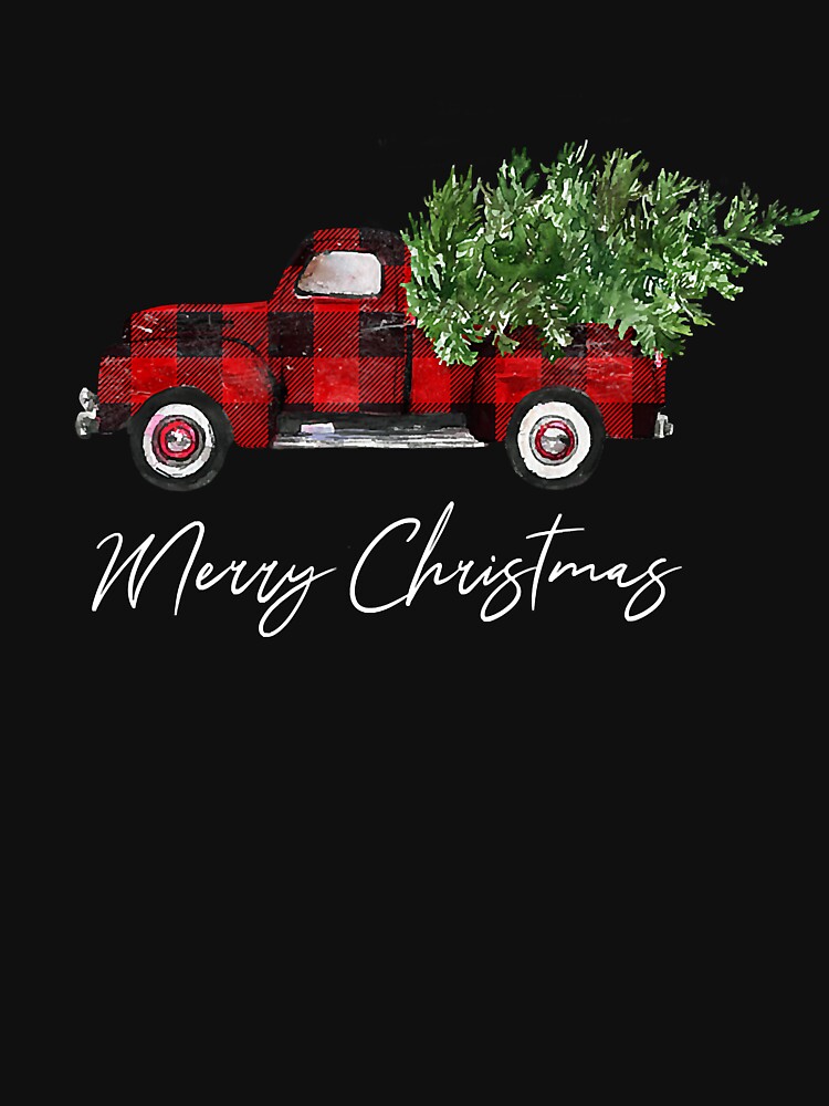 Merry Christmas Buffalo Plaid Red Truck Tree by larryscott84