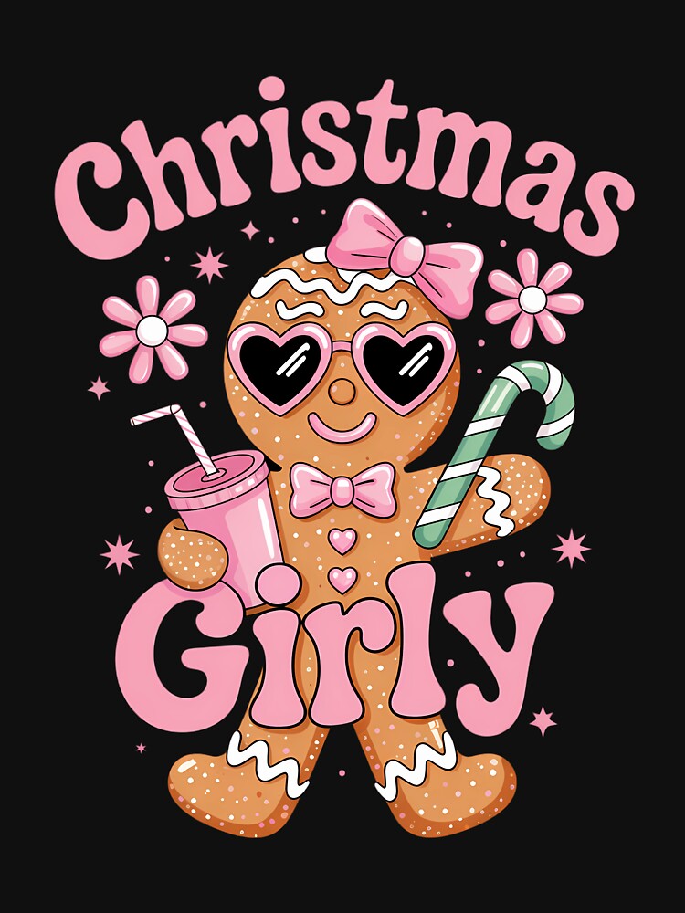 Coquette Bow Pink Gingerbread Christmas Xmas Holiday by LunaCrazeArt