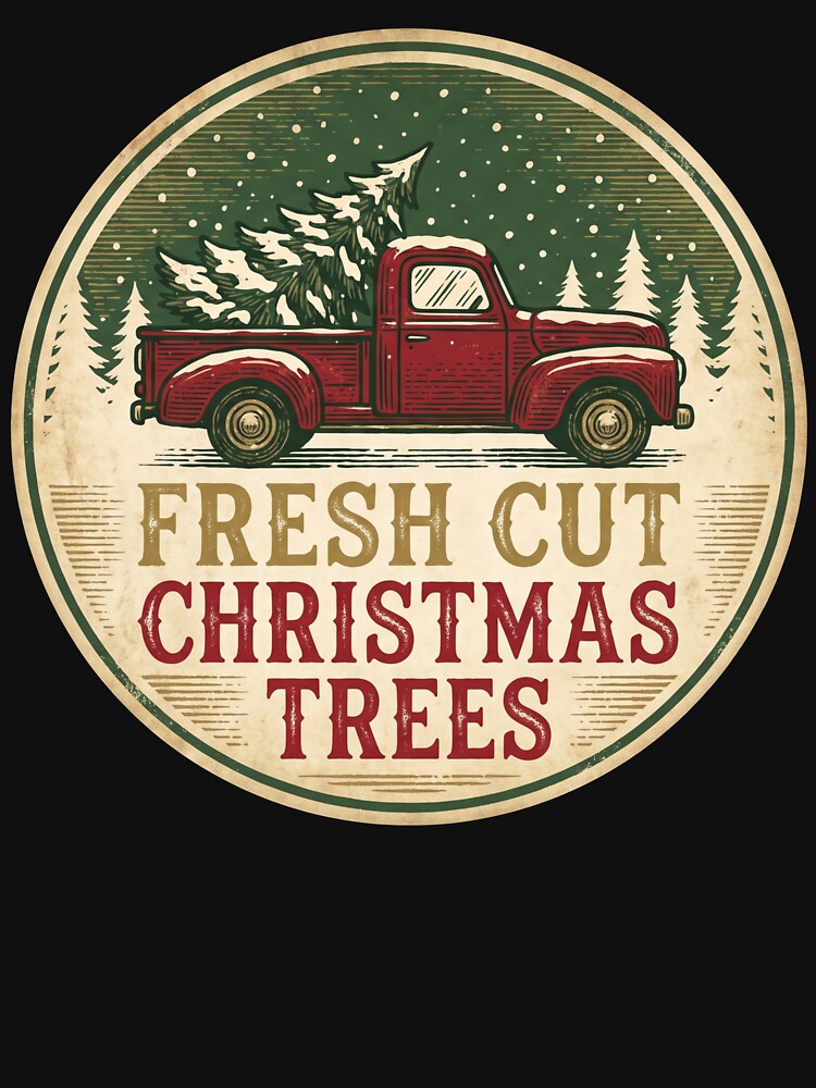 Fresh Cut Christmas Trees Vintage Red Truck Farm Holiday by TeNovaStudio ⭐⭐⭐⭐⭐