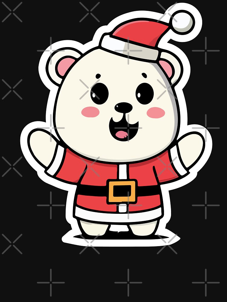 Kawaii Claus The Polar Bear in Santa Wear by CreativeNewDawn