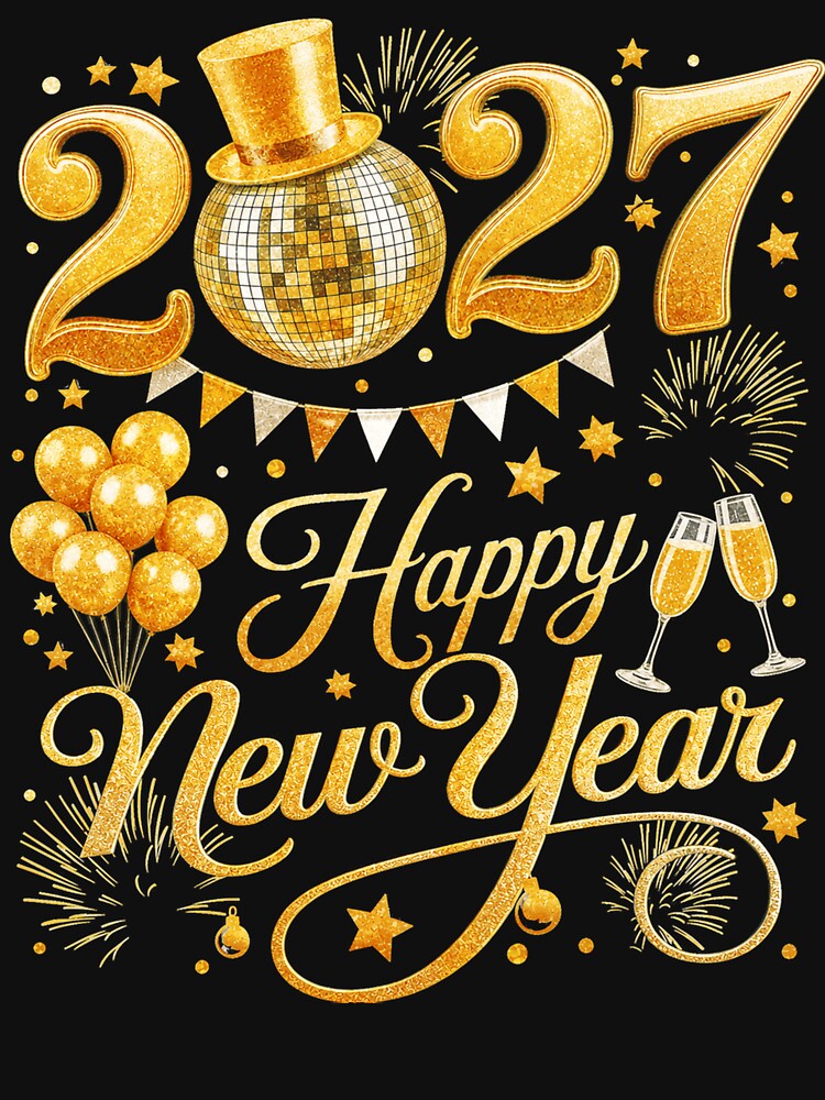 appy New Year 2027 Disco Ball Fireworks NYE by elongatedjazz
