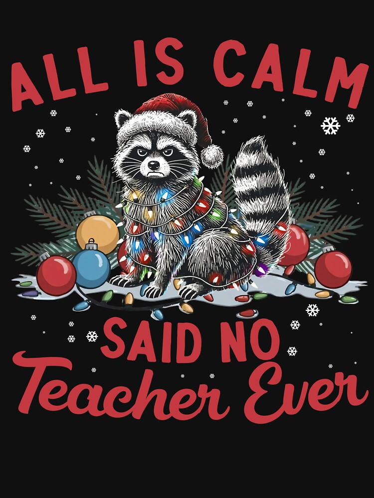 Funny Teacher Christmas Raccoon T-Shirt by TinaMDedrick