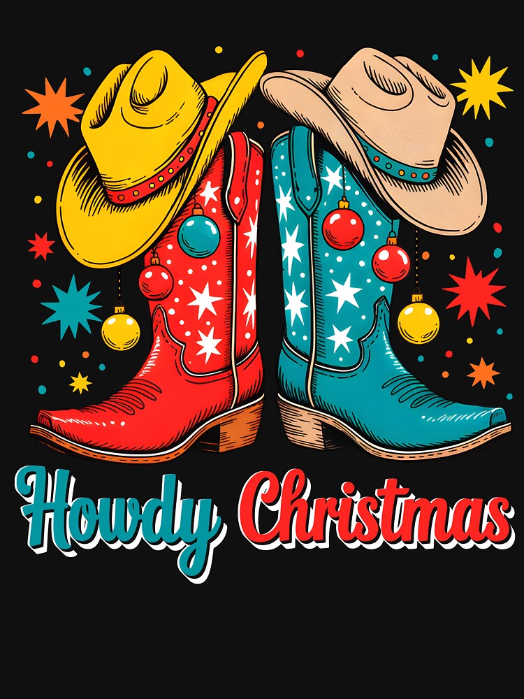 Howdy Christmas Xmas Cowboy Boots Western by wansilastomi