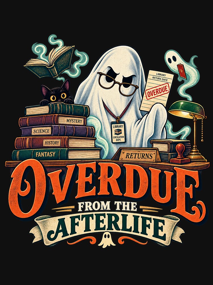 Halloween Librarian Overdue Book Humor by PunchDrop