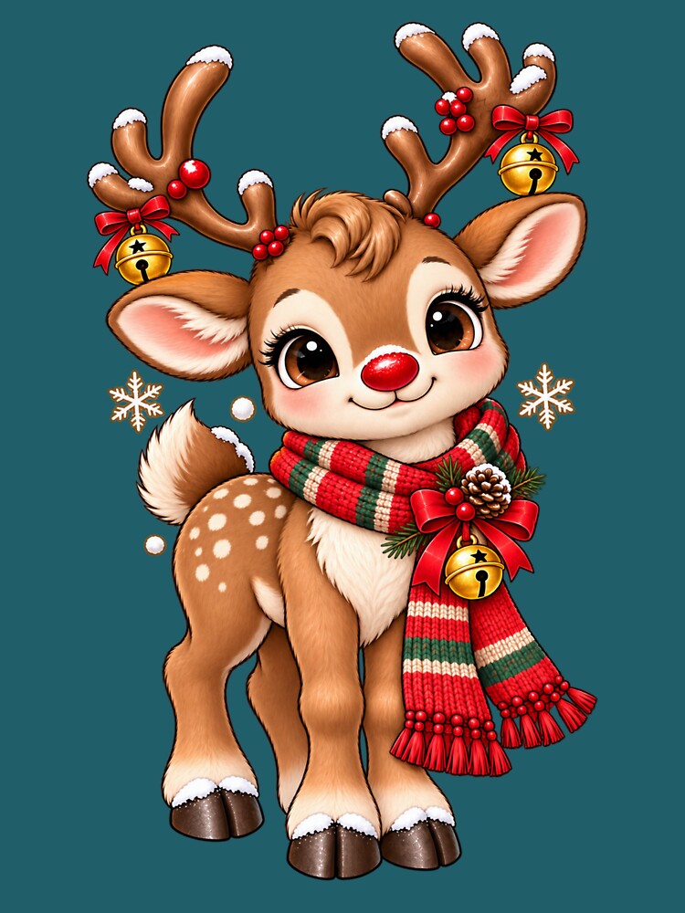 Cute Christmas Reindeer – Kawaii Holiday Deer by HO•Designs