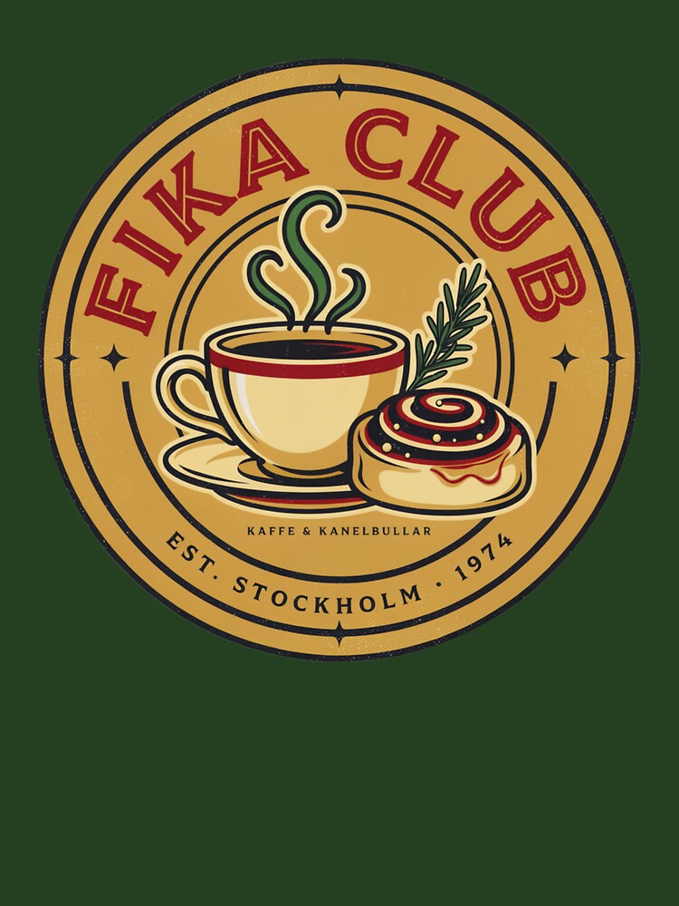 Fika Club Stockholm – Swedish Coffee Culture Vintage Badge Design by ArcticFoxStudio