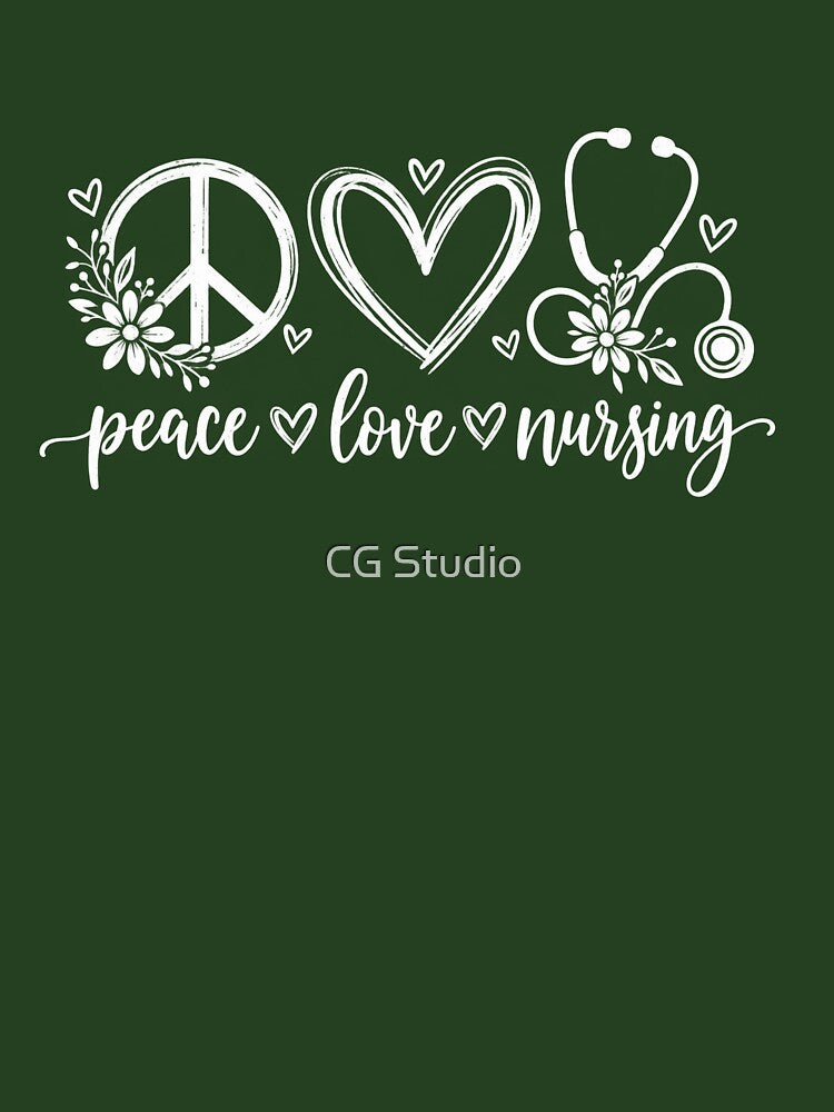 Peace Love Nursing White Nurse Stethoscope Graphic by CG Studio