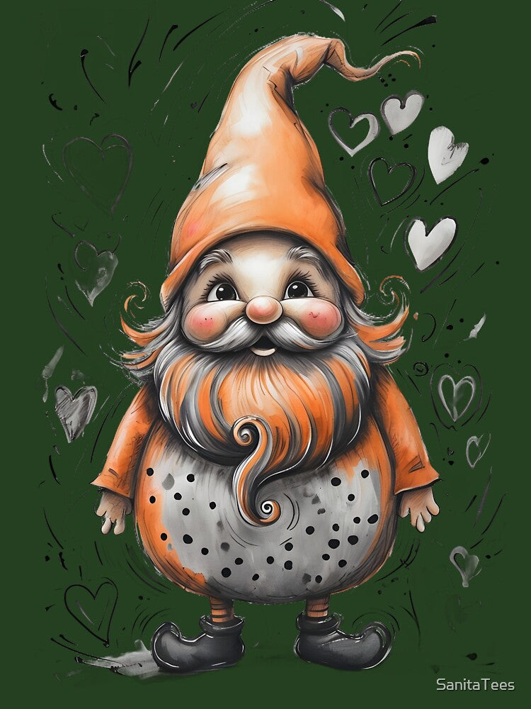 Playful Christmas Gnome Illustration With Heart Details by Ink & Fabric