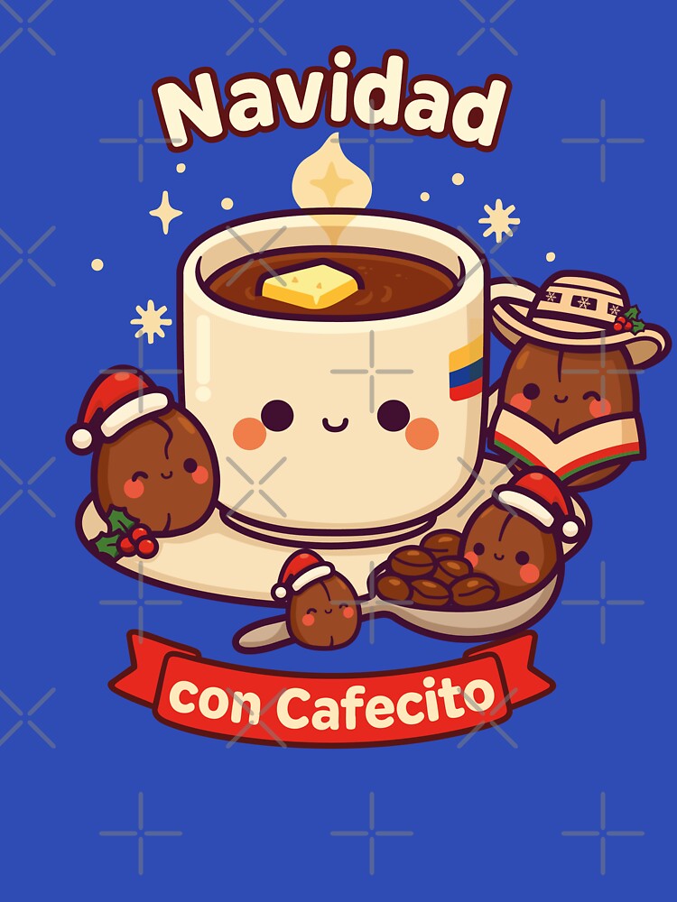 Navidad con Cafecito – Cute Colombian Christmas Coffee Tee Design by HOLY-D-TEE