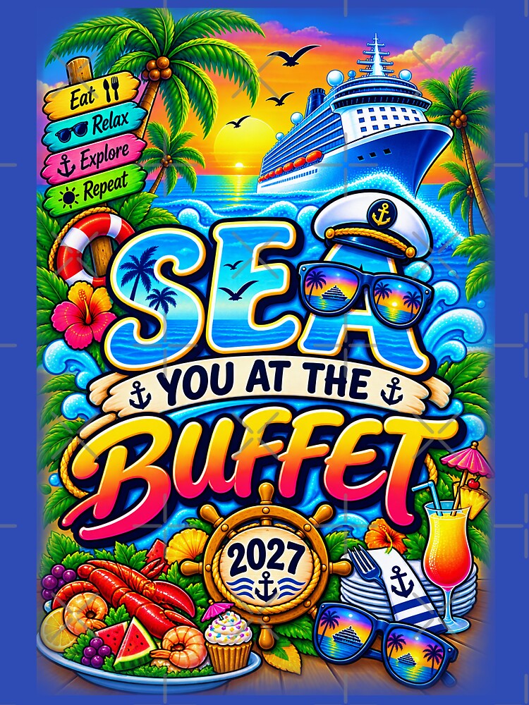 TRAVEL COLLECTION - FAMILY CRUISE - TRAVEL COLLECTION - SEA YOU AT THE BUFFET • 2027 v2 - Aqua #00FFFF by WheelieGdArt