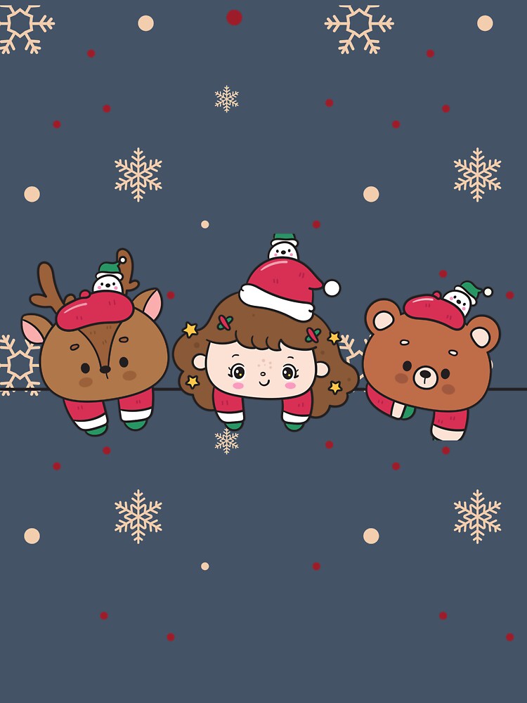 Cute Christmas Friends Kawaii Winter Design by     Sela Art