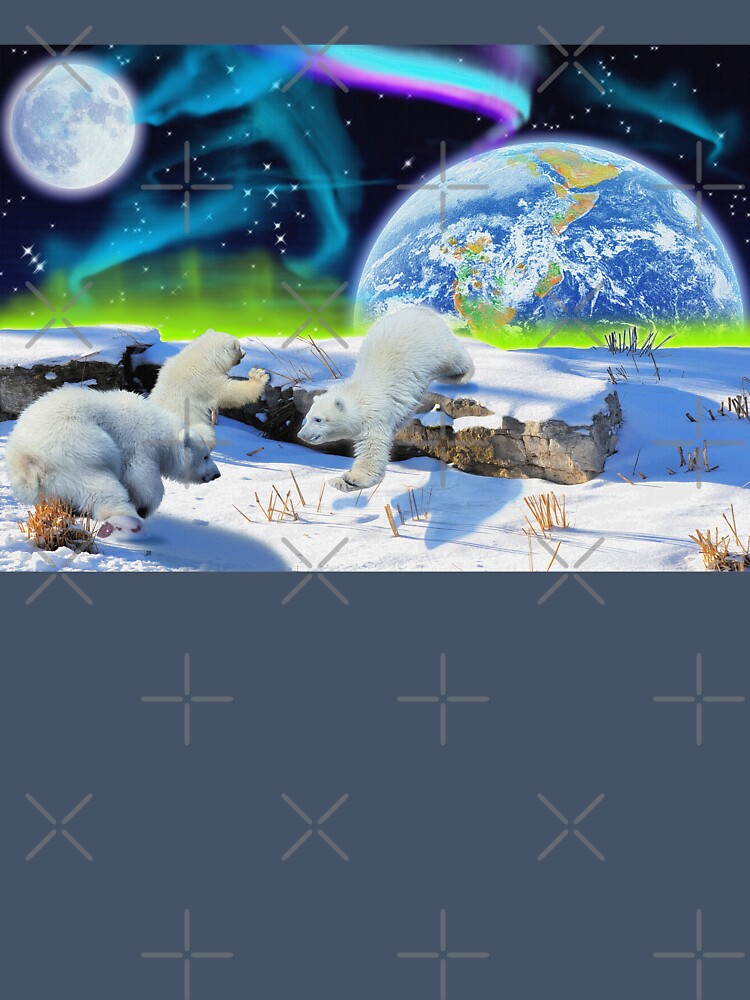 Cute Polar Bear Cubs & Aurora by Skye Ryan-Evans
