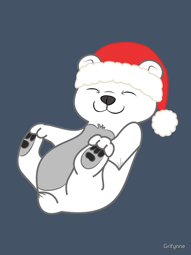 Christmas Polar Bear with Red Santa Hat by Grifynne