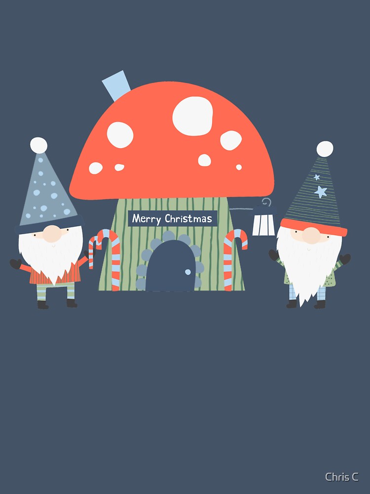 Gnome Christmas Little Cute Hat Gnomes with Mushroom House by MiscelChr