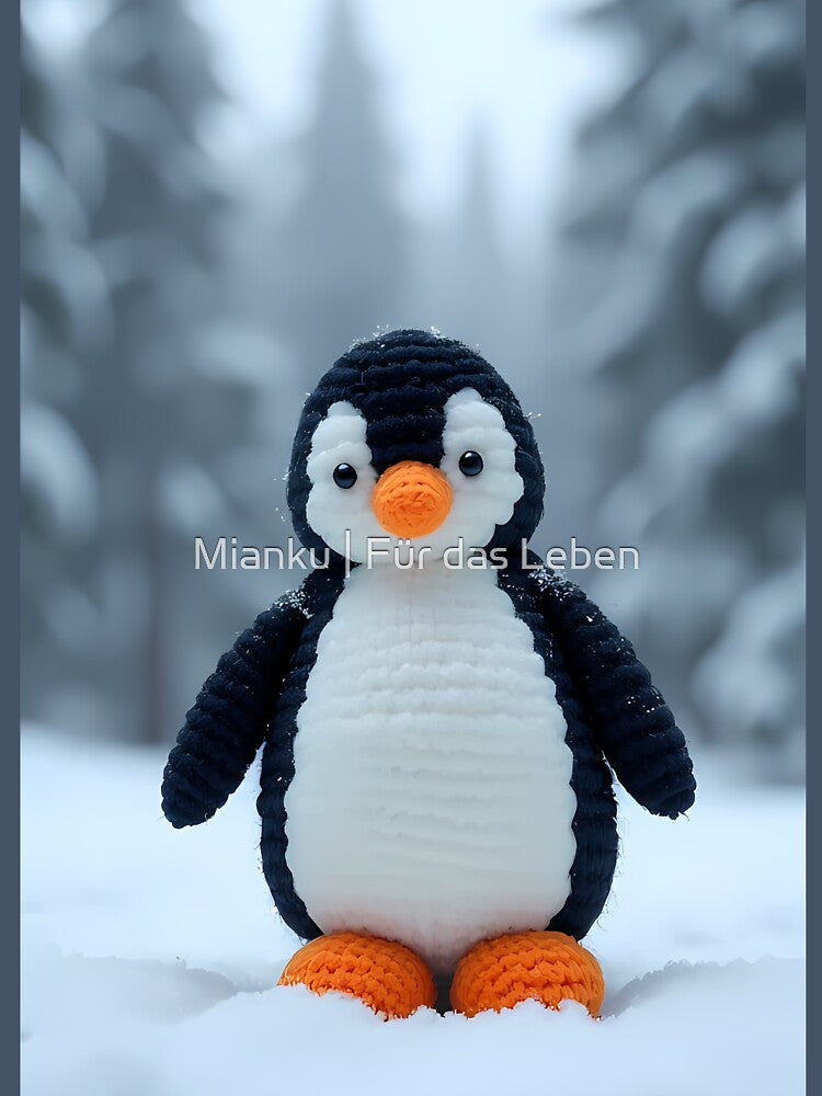 Crocheted penguin in a snowy winter forest by Mianku | Für das Leben