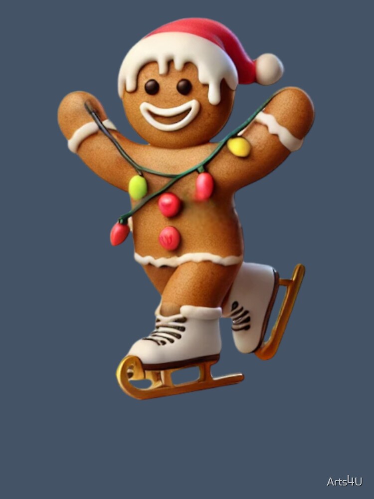CUTE FUNNY GINGERBREAD CHRISTMAS COOKIE SKATING FESTIVE by Arts4U