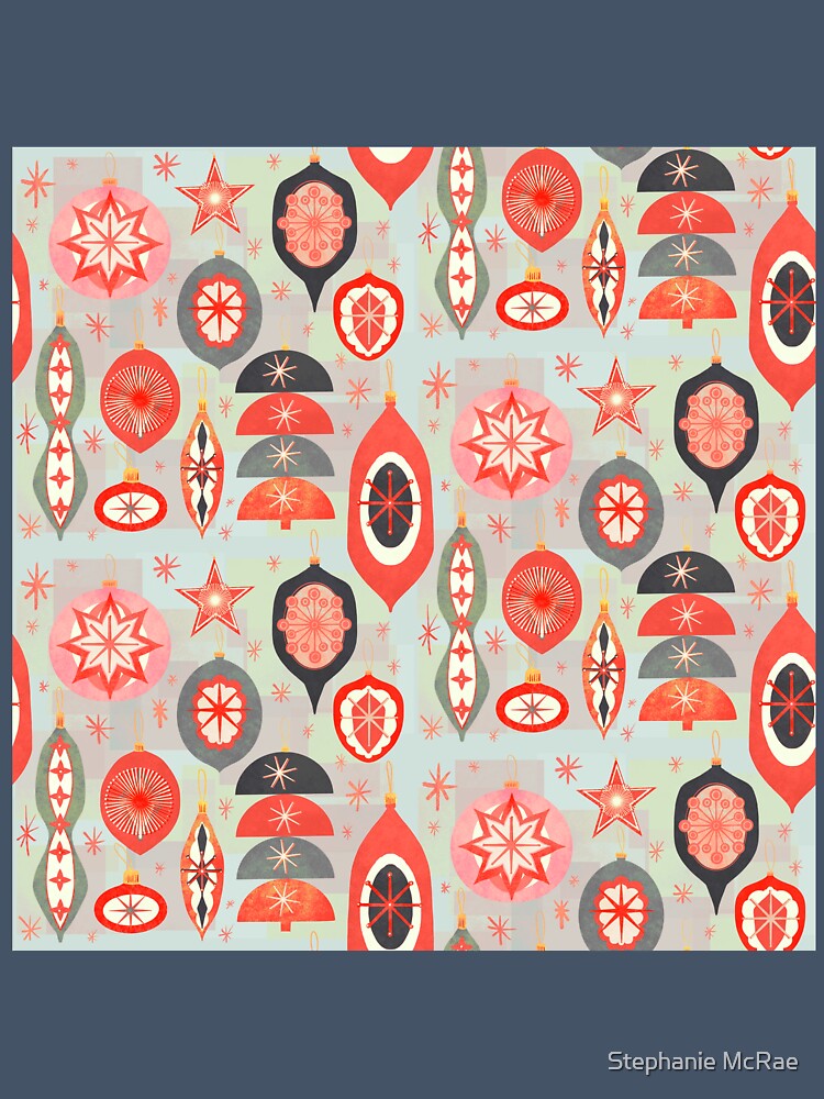 Red and Grey Retro Ornament Pattern by Stephanie McRae