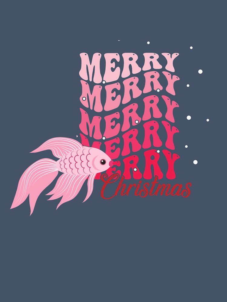 merry chrismas Pink Fish Cartoon by Stickers  Designer