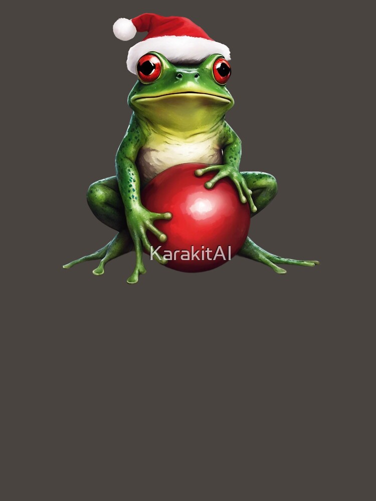 Frog with Christmas ball by KarakitAI