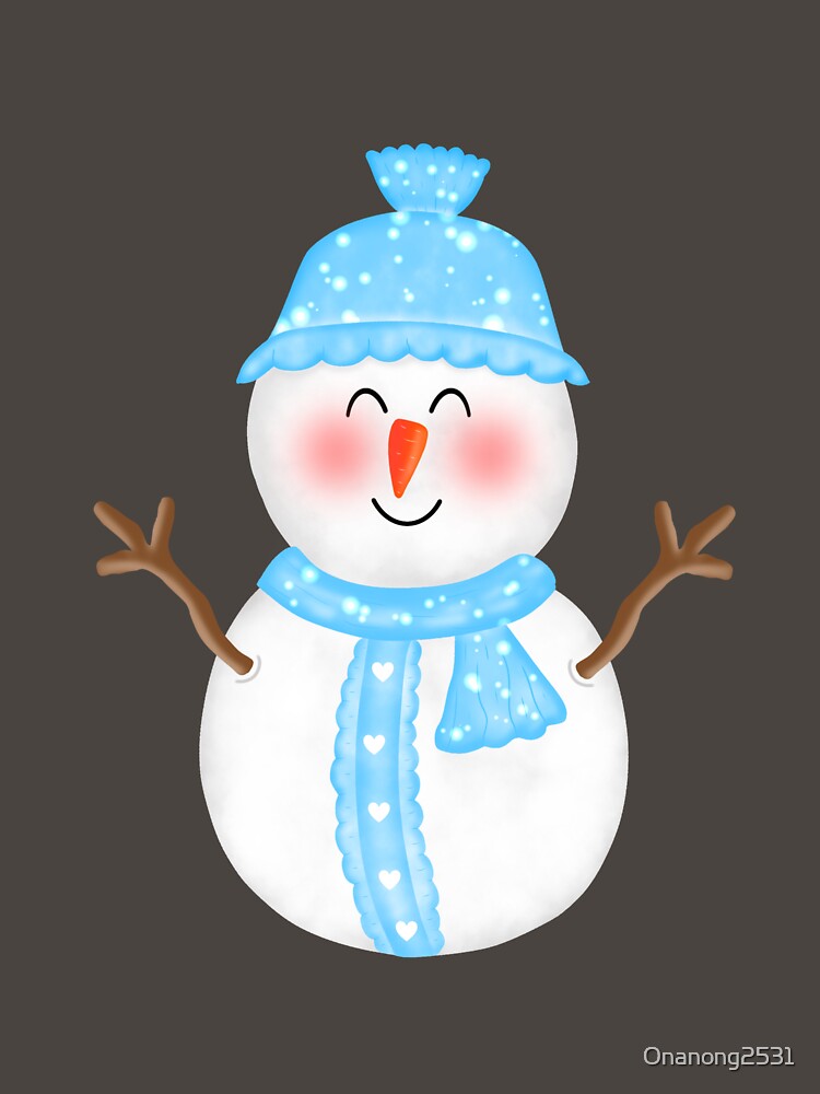 Cute smile Snowman with blue decoration by Onanong2531