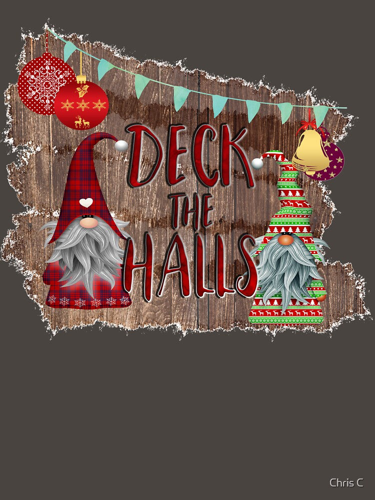 Gnome Christmas Little Cute Red Gnome Deck the Halls by MiscelChr