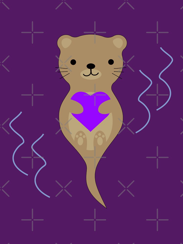 Adorable Otter Hugging a Purple Heart by Hedgie Designs