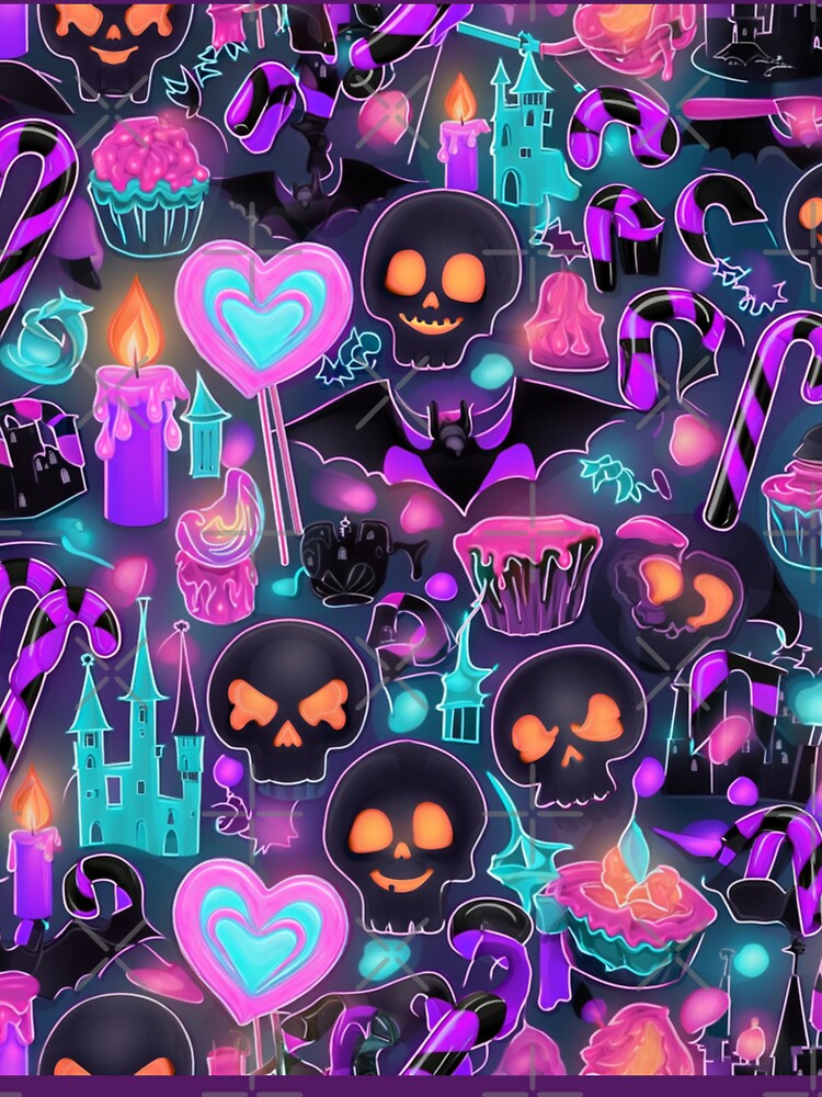 Neon Gothic Candy Carnival: Vibrant Halloween Seamless Pattern by Dream Bloom Gallery