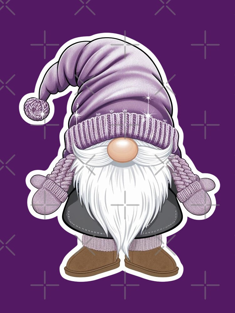 Christmas gnome in a lilac cap. by Polanska