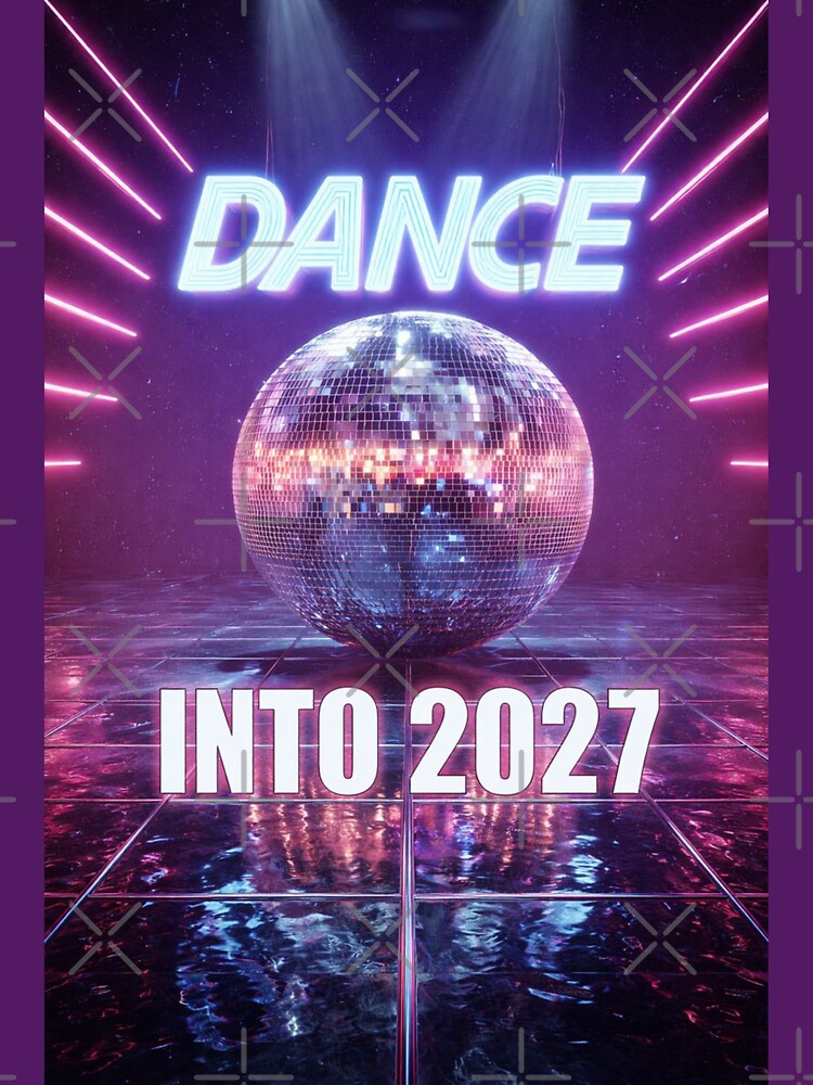 Neon Disco Ball “Dance Into 2027” New Year Party Poster by ArgentoArt
