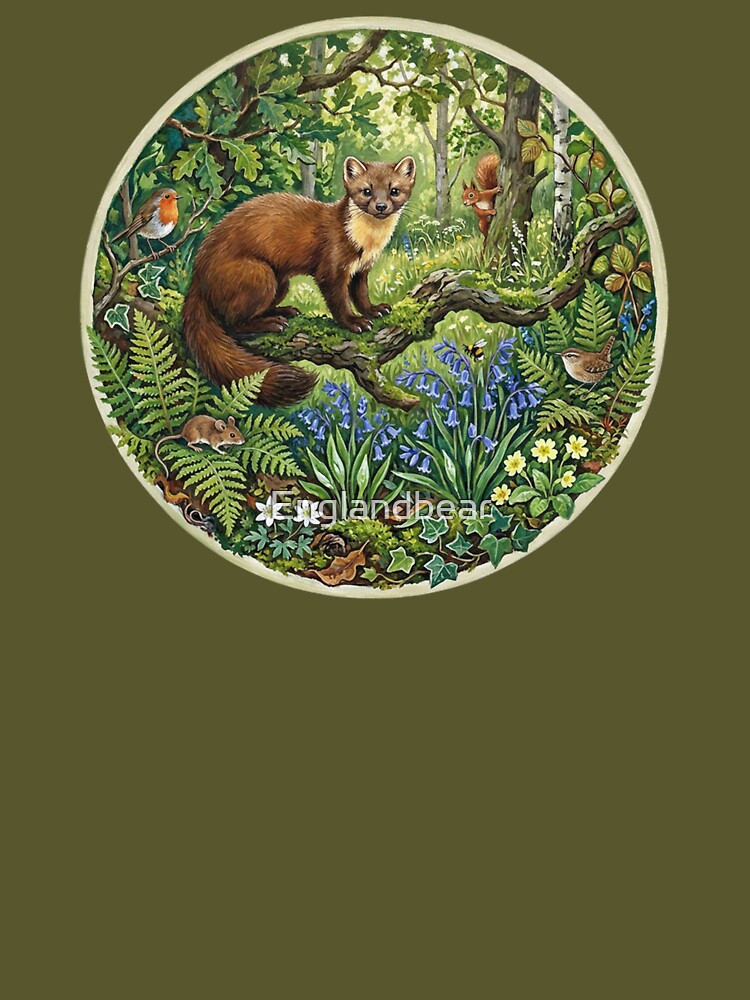 Classic British Pine Marten Woodland Scene by Englandbear Unisex