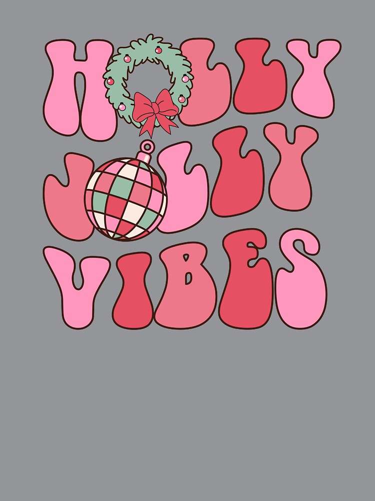 Retro Pink Christmas Holly Jolly Vibes by ArtMeetsPizza