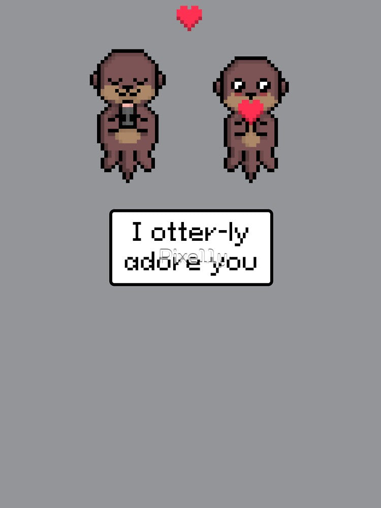 I Otter-ly Adore You Valentines Day Cute Kawaii Otters Pixel Art by Pixe11y