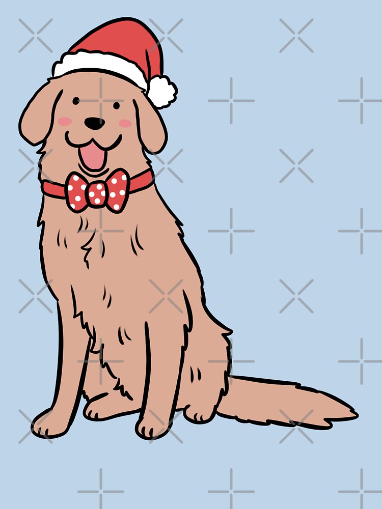 Cute christmas gold retriever dog illustration by Yarafantasyart