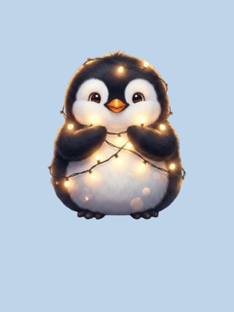 Penguin Wrapped in Christmas Lights by YourDesignVibes