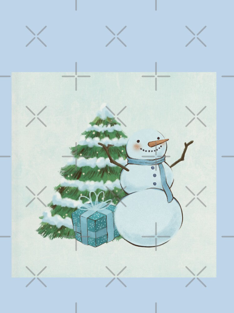 Cute and Funny Snowman, Christmas Tree Holiday Pattern, Christmas Theme by silviaol